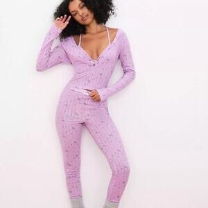 For Love & Lemons VS Pointelle Long-Sleeve Sleep Set Lilac Size XS